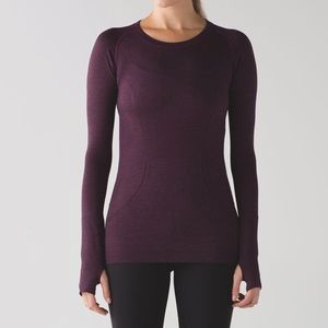 Lululemon swiftly tech long sleeve crew - plum/blk